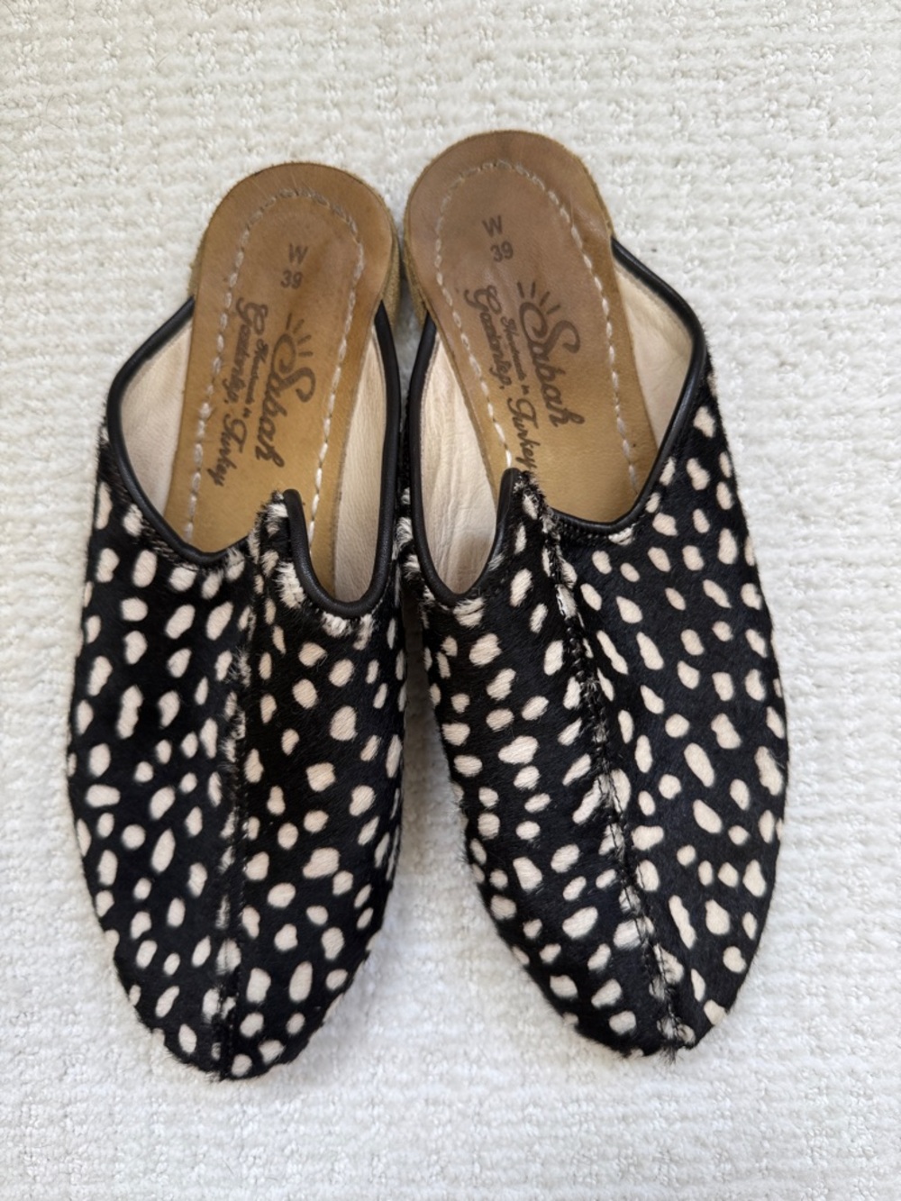 Sabah Dealer Black & White Spotted Mule Slides